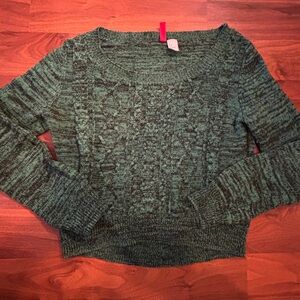 Green wide neckline sweater